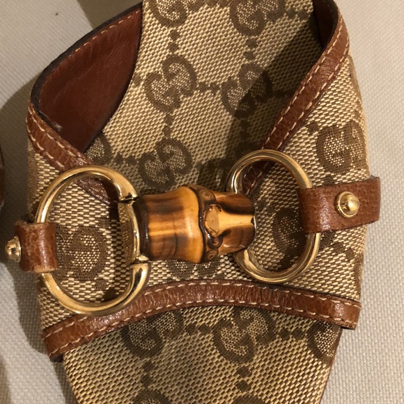 Gucci Monogram Kitten Heel Mule Sandals - size 6 - Picture 5 of 7